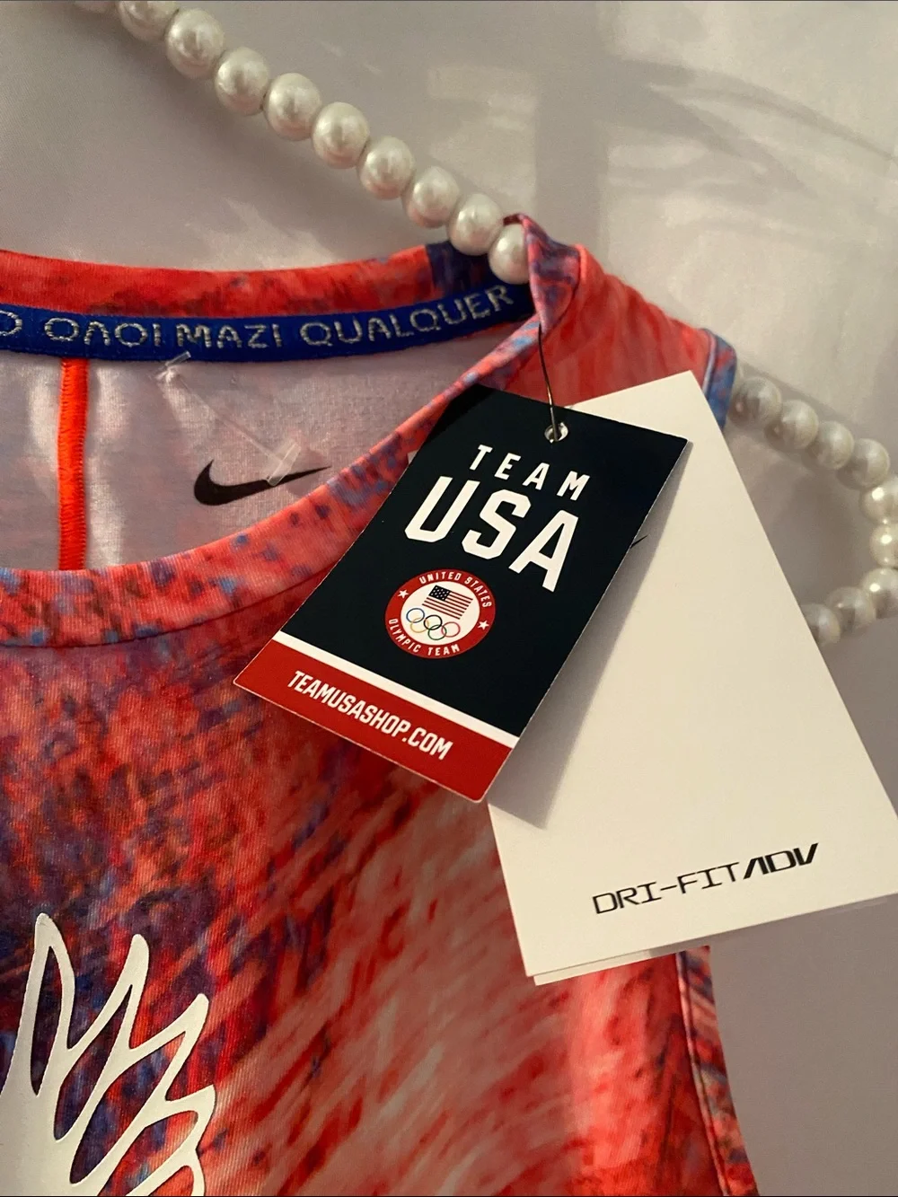 NWT Nike Team USA One Luxe Dri-FIT Tank Top Eagle Red Blue Pink S